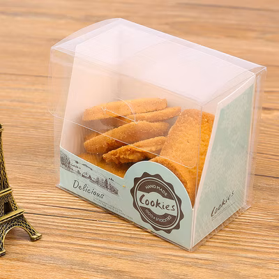 Scatola in plastica piegata in PET con cartoncino in carta per prodotti da forno