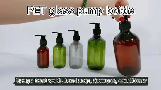 Flaconi per shampoo e balsamo con pompa in plastica per animali domestici, sapone per le mani ecologico di lusso, grigio ambrato, con pompa